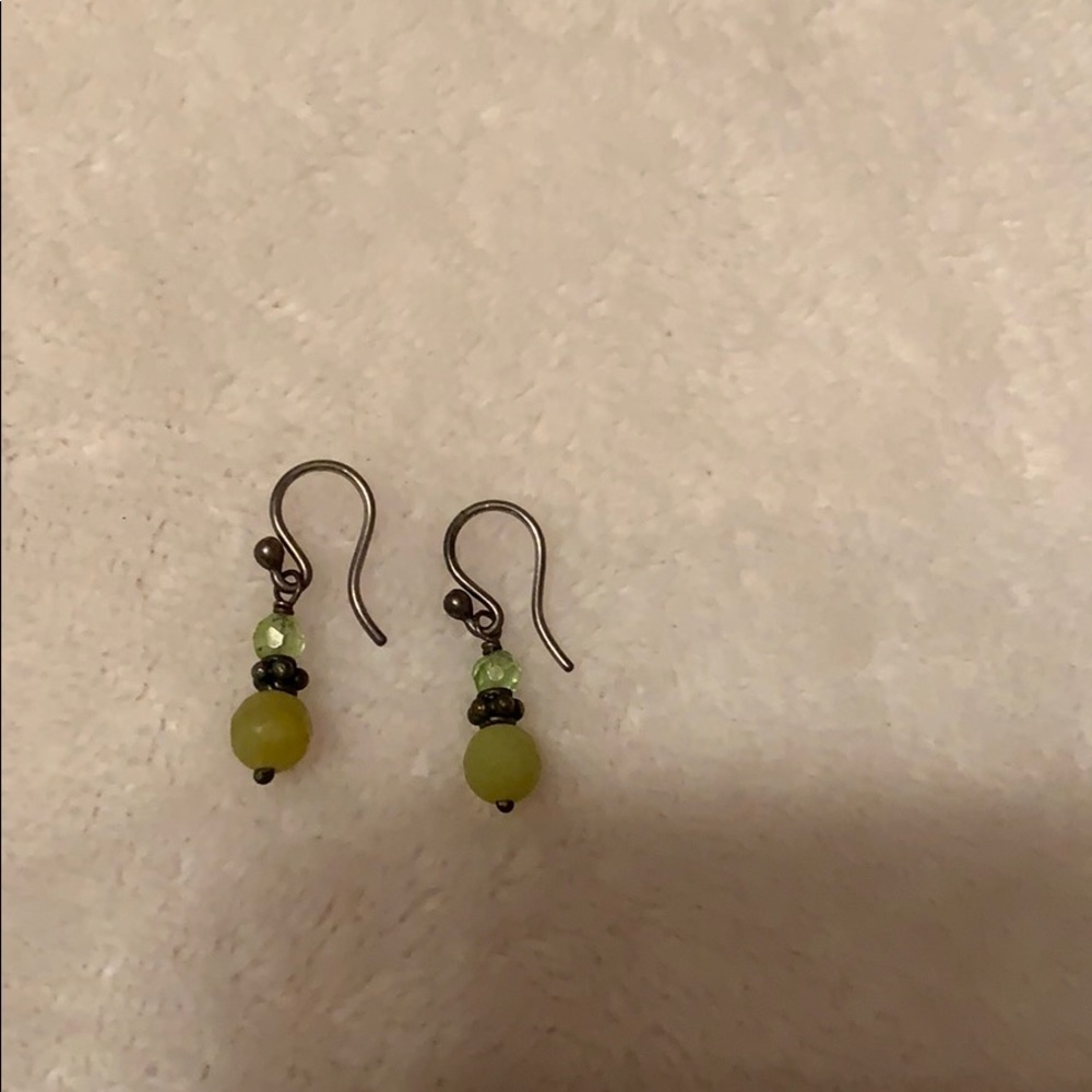 Green peridot silver earrings
